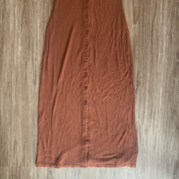 Reformation Brown Ribbed Knit Button Front Maxi Dress-  Sz sm - Picture 7 of 7